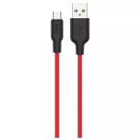 Кабель Hoco X21 Plus USB - MicroUSB, 1 м, 1 шт., черный/красный