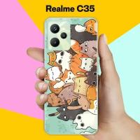 Силиконовый чехол на realme C35 Много котов / для Реалми Ц35