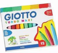 Набор фломастеров цветных Giotto Turbo Maxi, утолщенные, 5 мм, картонная коробка 12 цветов