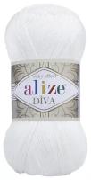 Пряжа Alize Diva, 100 % акрил, 100 г, 350 м, 5 шт., 055 белый 350 м