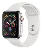 Ремешок силиконовый для часов Apple Watch series 1-8, SE 38-40-41mm / Сменный браслет премиум качества для умных смарт часов Apple Watch мужской, женский / Эпл Вотч (White / Белый)