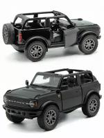 Металлическая машинка Kinsmart 1:34 «2022 Ford Bronco (Открытый верх)» инерционная, чёрная KT5438DA-4