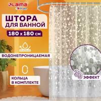 Штора для ванной комнаты WET STONES с 3D-эффектом водонепроницаемая, 180х180 см, LAIMA HOME