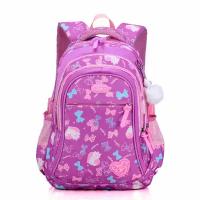 Школьный рюкзак для девочки с бантиками для первого класса и начальной школы розово-сиреневый