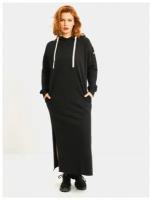 Платье-худи Lilians М486, с капюшоном, макси, оникс (черный)