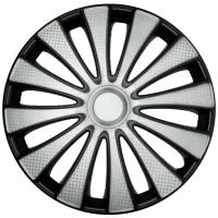 Колпаки на колеса STAR GMK SUPER SILVER R15, комплект 4шт, на диски радиус 15, легковой авто, цвет серый, черный карбон