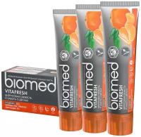 Зубная паста Biomed Vitafresh цитрус, для свежести дыхания и укрепления эмали, антибактериальная, 100 г, 3 шт