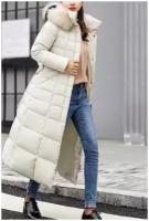 Пуховики и зимние куртки BGT Пуховик длинный женский с капюшоном с мехом. Разм.40, белый