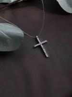 Чокер колье ожерелье на прозрачной леске с подвеской крест большой(невидимка)