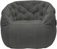 Бескаркасное кресло для отдыха aLounge - Butterfly Sofa - Black Sapphire (велюр, черно-серый) - лаунж мебель в гостиную, детскую, офис, на балкон