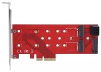 Переходник PCI-Ex4 - NGFF(M.2) SSD PCI-E->M.2 M key, SATA->2 x M.2 B key | ORIENT C298E