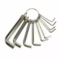 Набор ключей имбусовых, 1.5 10 мм, 10 шт, никелированный, на кольце