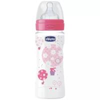 Chicco Бутылочка с соской из силикона Well-Being, 330 мл boy/girl, с 4 месяцев