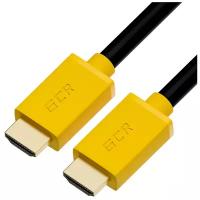 Greenconnect Кабель 1.5m HDMI версия 2.0, HDR 4:2:2, Ultra HD, 4K 60 fps 60Hz/5K*30Hz, 3D, AUDIO, 18.0 Гбит/с, 28/28 AWG, OD7.3mm, тройной экран, черный, желтые коннекторы, GCR-HM441-1.5m