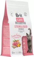 Сухой корм BRIT CARE супер-премиум с индейкой для стерилизованных кошек "Cat Sterilised Metabolic" 1,5 кг