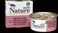 PRIME NATURE Консервы для кошек в бульоне, тунец с лососем 85гр