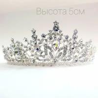 Диадема для невесты на свадьбу для волос, свадебное украшение, корона с кристаллами,высокая корона