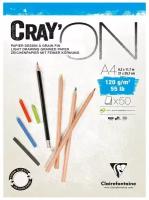 Скетчбук - блокнот 50л., А4 Clairefontaine "Cray ON", на склейке, 120г/м2, мелкозерн