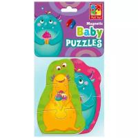 Мягкие магнитные пазлы Vladi Toys Baby puzzle "Монстрики" 2 картинки, 7 эл, VT3208-22