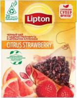 Чай черный Lipton Citrus Strawberry с цедрой грейпфрута и ароматом клубники в пирамидках, 20 шт