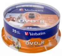 Диск Verbatim DVD-R 4, 7 GB 16x CB/25 Ink Print