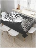 Скатерть прямоугольная JoyArty на кухонный стол "Тигр пьющий воду" из оксфорда, 120x145 см