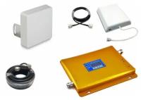 Комплект репитер GSM DCS 4G усилитель связи Telestone 900 1800 МГц с панельной антенной Kroks КР-15