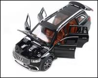Машина Mercedes GLS AMG 1:24 металлическая 21 см со светом и звуком черный / черный