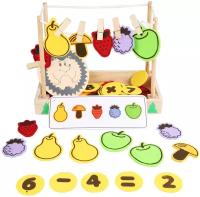 Развивающая игрушка Мир деревянных игрушек Ежик Д440, бежевый/голубой/красный/желтый/зеленый