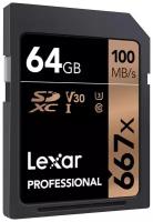 LEXAR 64GB Professional 667x SDXC UHS-I cards, up to 100MB/s read 60MB/s write C10 V30 U3