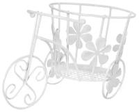 Подставка декоративная металлическая окрашенная "Велосипед с круглой корзиной" / Кашпо декоративное (180 х 110 х 105 мм)