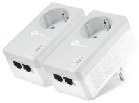 Комплект адаптеров Powerline TP-LINK TL-PA4020PKIT AV600, 600 Мбит/с со встроенной розеткой, 2 Fast Ethernet, 2 шт