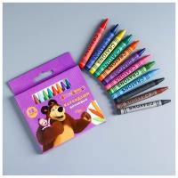 Восковые карандаши Маша и медведь, набор 12 цветов, высота 1 шт - 8 см, диаметр 0,8 см
