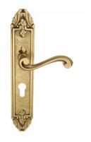 Дверная ручка Venezia "VIVALDI" CYL на планке PL90 французское золото + коричневый