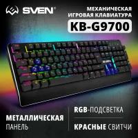 Клавиатура SVEN KB-G9700 Mechanical Black USB Cherry MX Red, черный, английская/русская (ANSI)