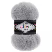 Пряжа Alize Mohair classic, 24 % шерсть, 25 % мохер, 51 % акрил, 100 г, 200 м, 5 шт., 21 серый 200 м