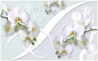 Фотообои Уютная стена "3D композиция с орхидеями" 440х270 см Виниловые Бесшовные (единым полотном)