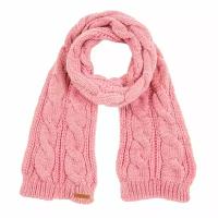 Однотонный трикотажный шарф "унисекс" с косами | Объёмная вязка, цвет коралловый, 20х180 см