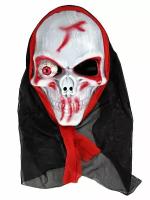 Карнавальная маска на Хеллоуин одноглазый череп в капюшоне