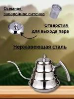 Чайник заварочный "Аладдин" с длинным носиком, 1200 мл, серебристый