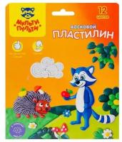 Пластилин Мульти Пульти "Енот в лесу", 12 цветов, 180 г, восковой, со стеком (ВП_11058)