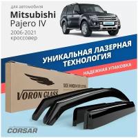 Дефлекторы окон Voron Glass серия Corsar для Mitsubishi Pajero IV 2006-2021 накладные 4 шт