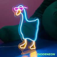 DIODENEON / Неоновый светильник - Гусь 28х47 см., неоновая вывеска, гибкий неон, ночник