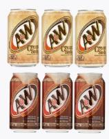 Набор напитков A&W, Root Beer и Cream Soda, ( 6 банок по 0.35 л) USA