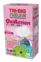 Tri-Bio Натуральные таблетки для стирки с пятновыводителем Oxi-Action для цветного белья, 18 таблеток