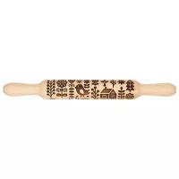 Инструменты для мастики и печенья "S-CHIEF" SHF-0100 Деревянная скалка с узором 03 Дух леса