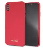 Чехол для Apple iPhone XS Max Guess Silicone collection Gold logo Hard (красный)