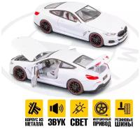 Металлическая инерционная машинка - модель BMW M840i 1:24, свет, звук / 20см. - Белый