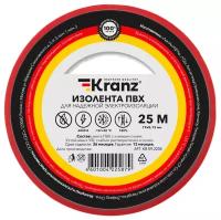 Изолента Kranz ПВХ 19 мм x 25 м, 1 шт., красная