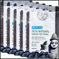 Маска для лица тканевая успокаивающая Welcos Jeju Nature's Green Tea Mask, 20 мл *10 шт (СГ до 07.2024г.)
